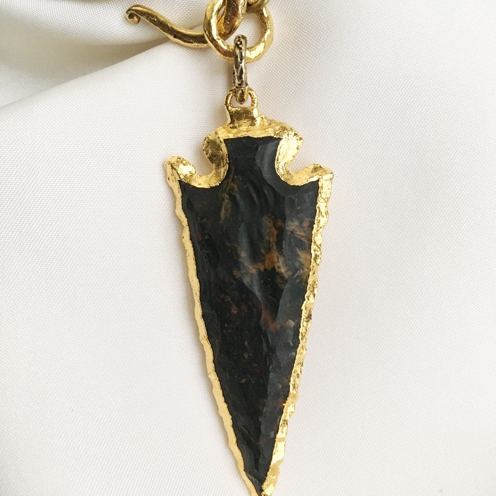 Jasper Agate Arrowhead Deerskin Leather Choker - Picture 6 of 8